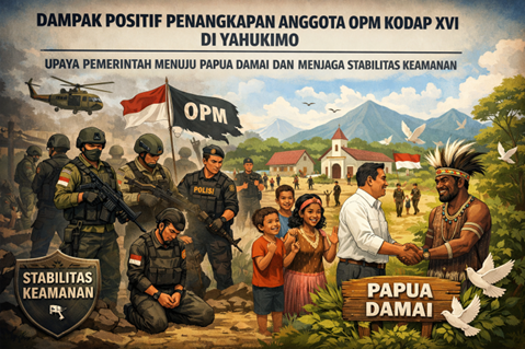 DAMPAK POSITIF PENANGKAPAN ANGGOTA ORGANISASI PAPUA MERDEKA (OPM) KODAP XVI DI YAHUKIMO MERUPAKAN UPAYA PEMERINTAH MENUJU PAPUA MENUJU DAMAI DAN MENJAGA STABILITAS KEAMANAN