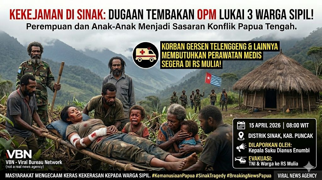 Tiga Warga Terluka Akibat Penembakan yang Diduga Dilakukan OPM di Distrik Sinak Papua Tengah