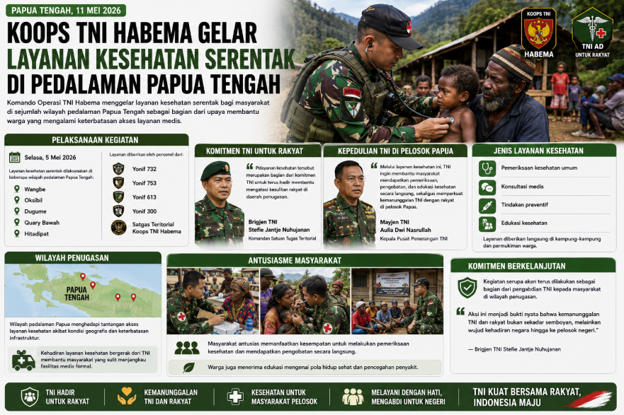 Koops TNI Habema Gelar Layanan Kesehatan Serentak di Pedalaman Papua Tengah