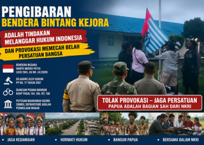 PENGIBARAN BENDERA BINTANG KEJORA ADALAH TINDAKAN MELANGGAR HUKUM INDONESIA DAN PROVOKASI  MEMECAH BELAH PERSATUAN BANGSA